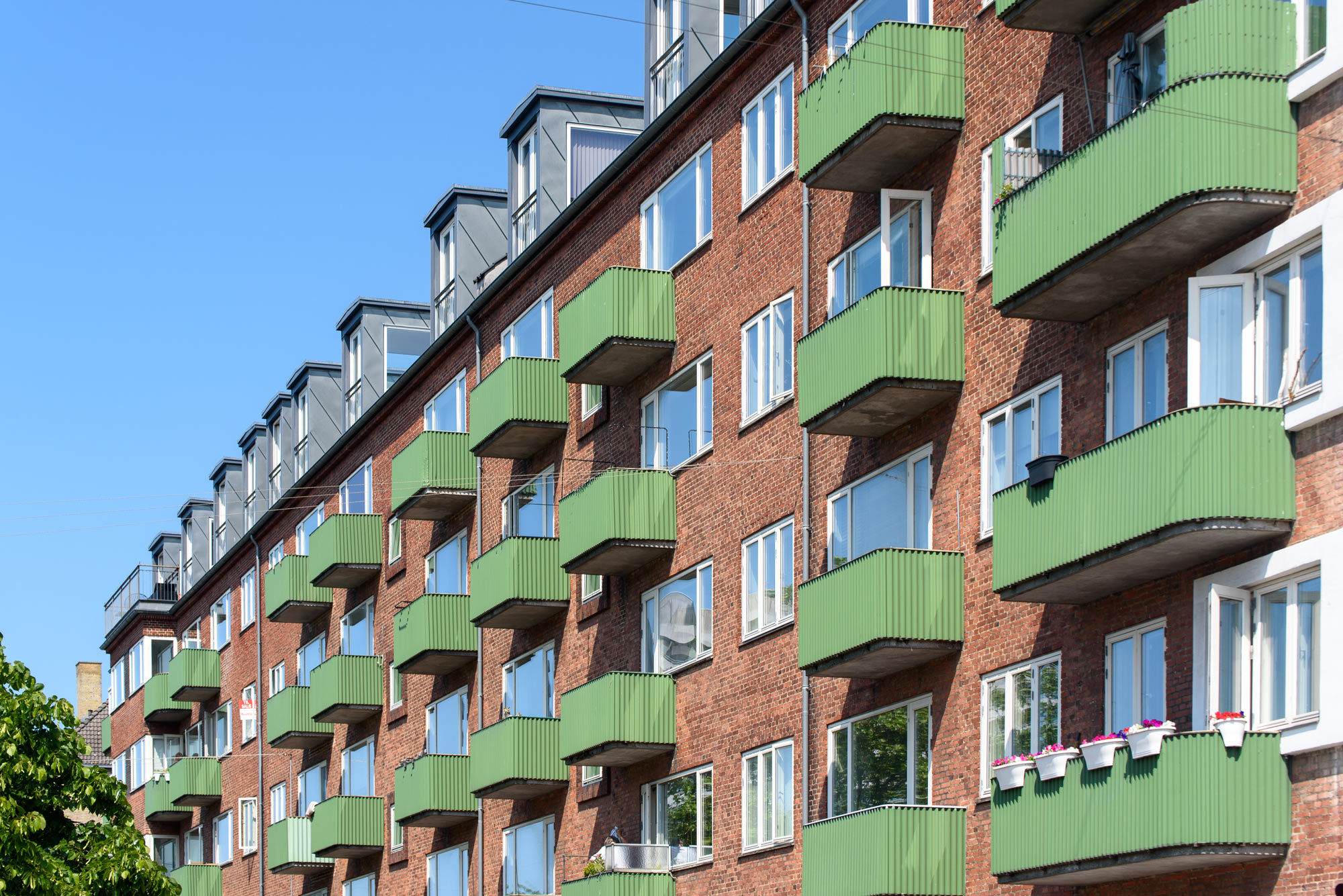 Lägenheter i ett tegelhus