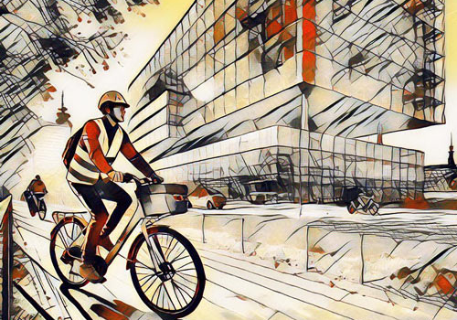 En person cyklar